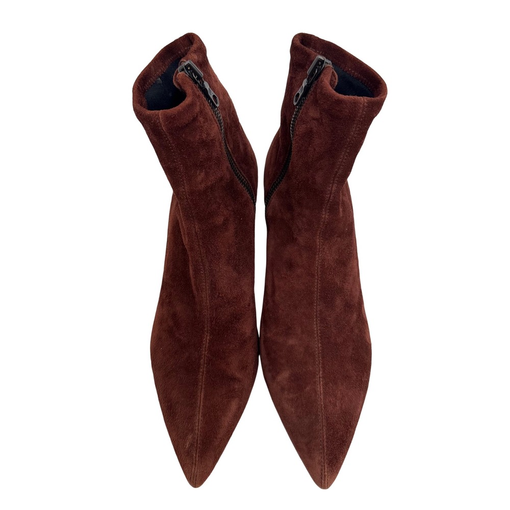 Rag & Bone Beha Chealsea stretchy Boots sz 7 minimalist Stiletto brown suede - Picture 1 of 8